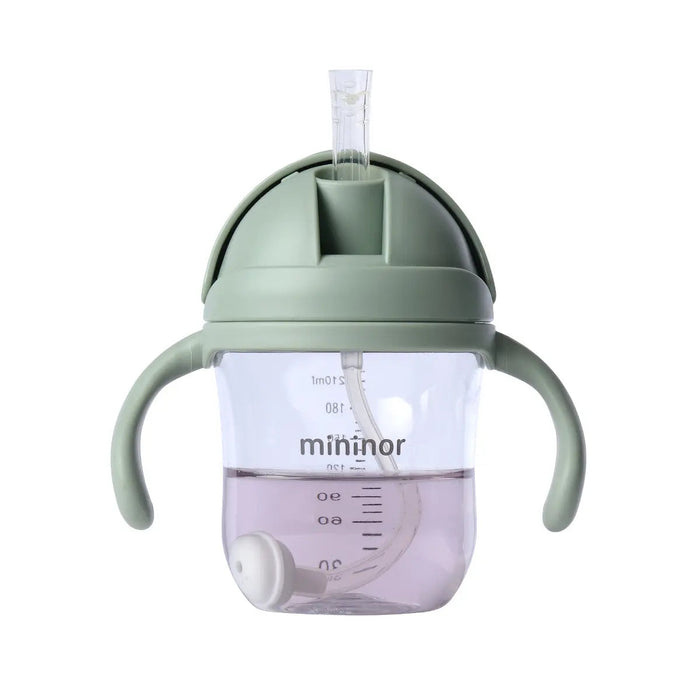 Green and clear Mininor Straw Bottle Tritan 220ml for Toshi Baby in Willow Green