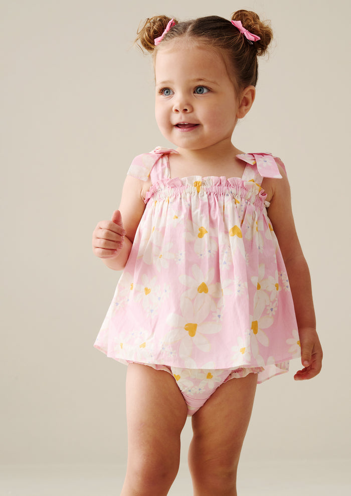 Minnie Daisy Print Bow Shoulder Tunic And Bloomer