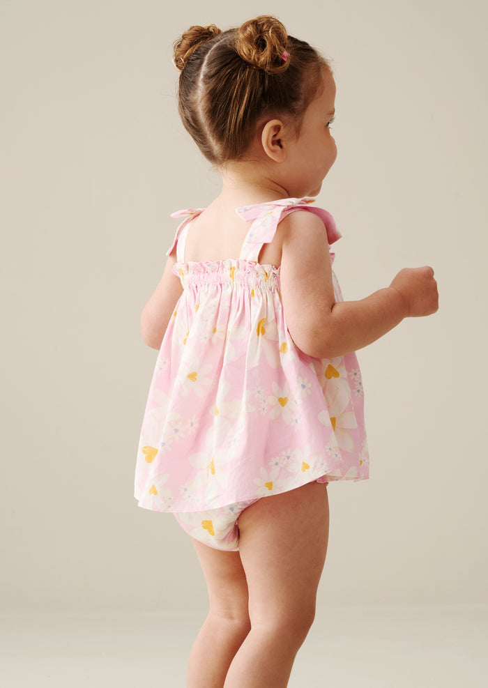 Minnie Daisy Print Bow Shoulder Tunic And Bloomer