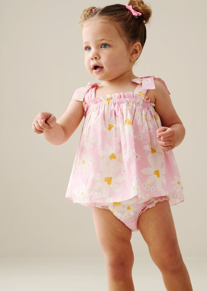 Minnie Daisy Print Bow Shoulder Tunic And Bloomer