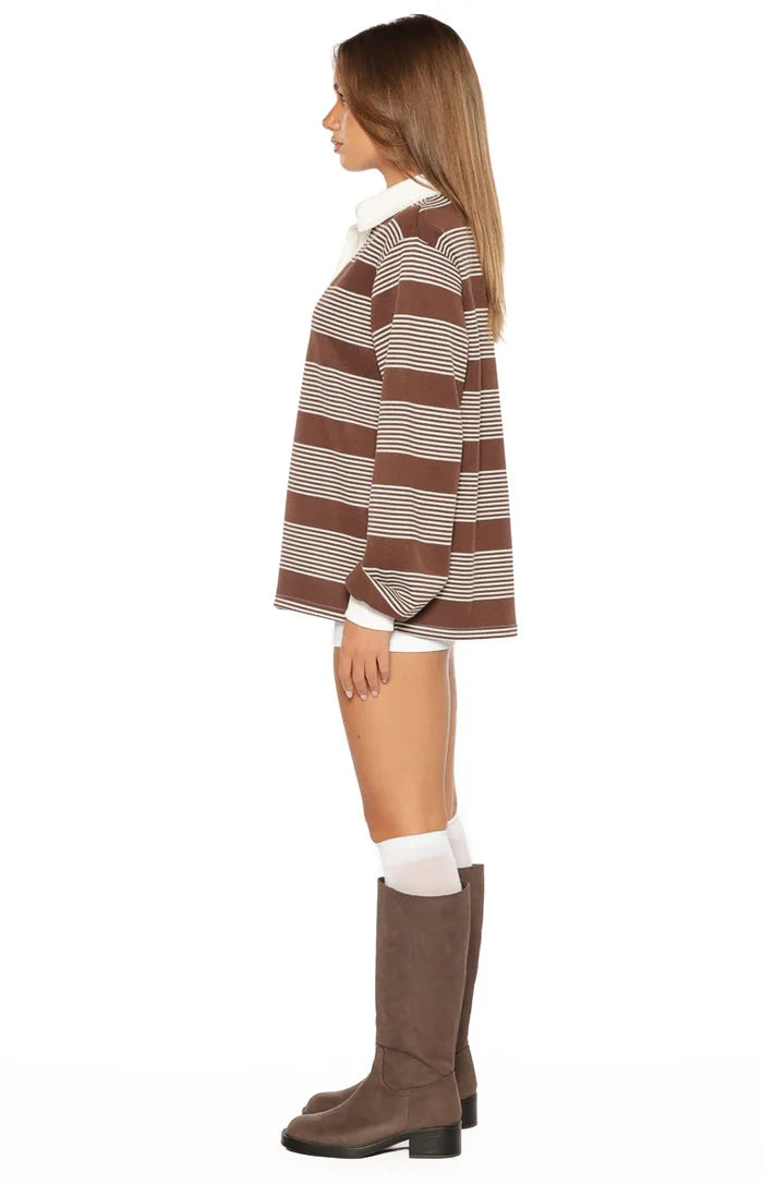 Mirabelle Brown Stripe Polo