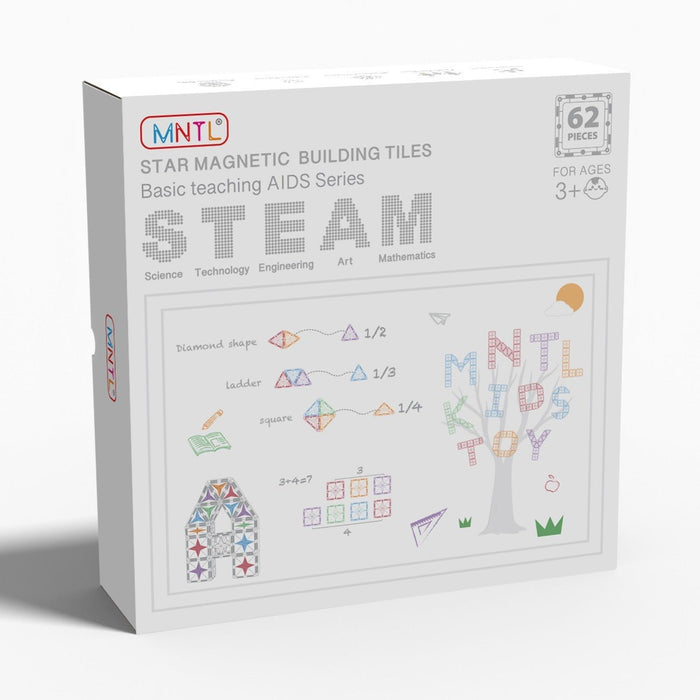 MNTL Classic Basic Teaching Aids Magnetic Tile Set 62 Pcs