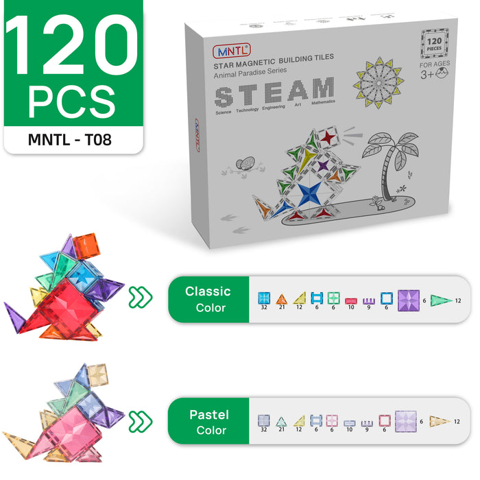 MNTL Classic Star Magnetic Tile 120 Pcs Set