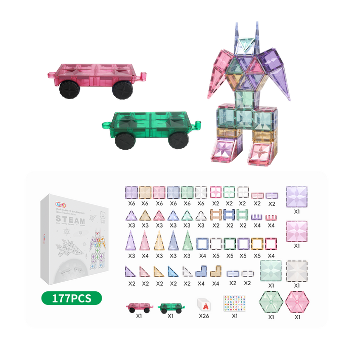MNTL Pastel Space Travelling Magnetic Tile Set 177 Pcs