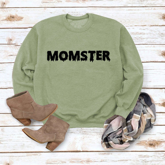 Olive green sweater (black font) / S