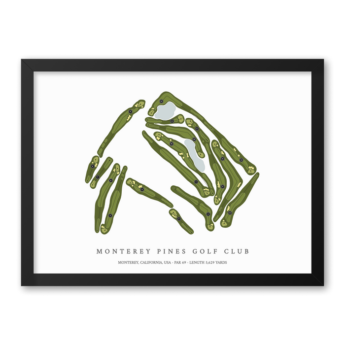 Monterey Pines Golf Club | Heritage Style Golf Course Print | Black Frame