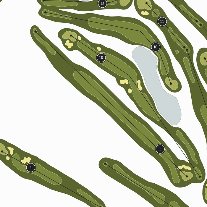 Monterey Pines Golf Club | Heritage Style Golf Course Print | Close Up