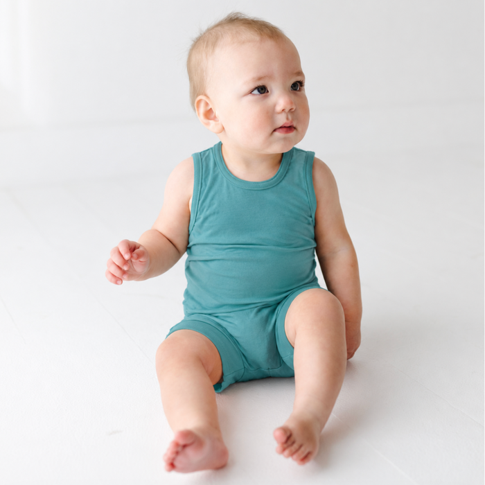 Moonlit Mist Sleeveless Shorty Romper Luxe Edition | Cotton Bamboo Blend