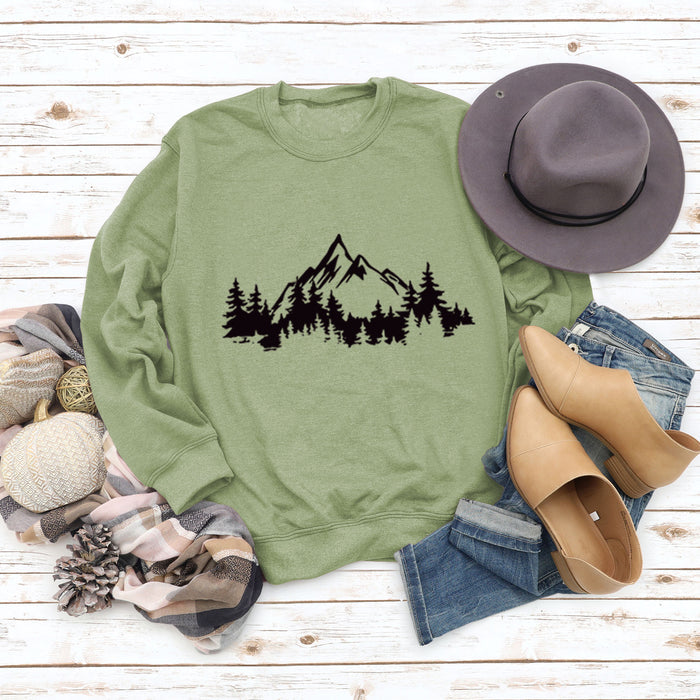 Olive green sweater (black word color picture) / S