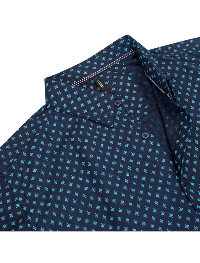 MPS-3014 Diamond Motif Cotton-Blend Casual Shirt