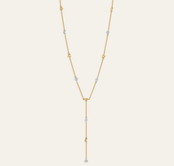 Multi Charm Lariat Necklace