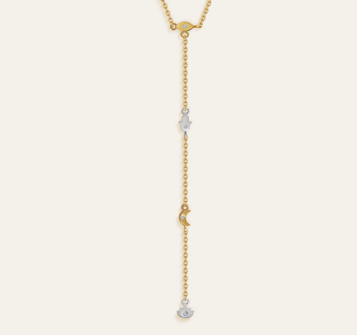 Multi Charm Lariat Necklace