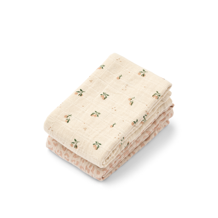 Liewood - Muslin Cloths - Set of 2 - Organic Cotton - Lewis - Mini Leo/Mini Peach Mix