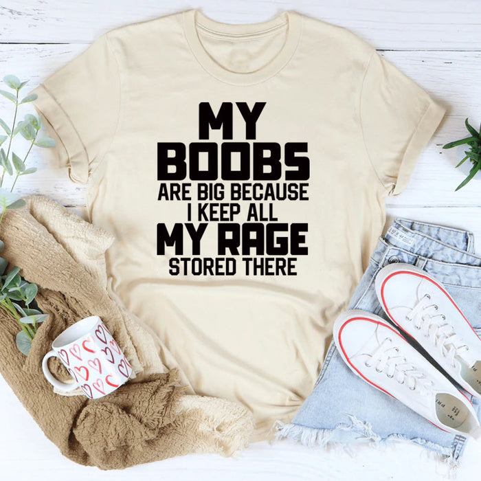 MY BOOBS ARE BIG LETTERS Women's Short-sleeved Loose Round Neck T-shirt