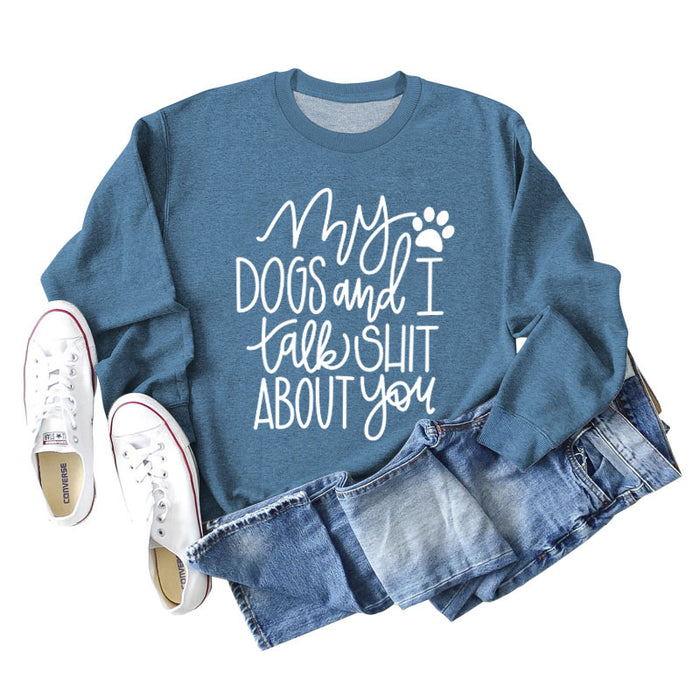Blue sweater (white font) / S