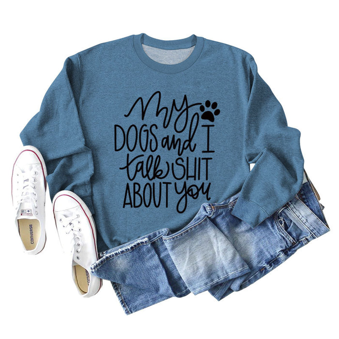 Blue sweater (black font) / S