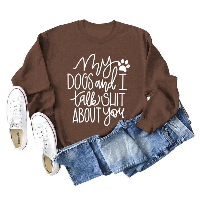Coffee colored sweater (white font) / S