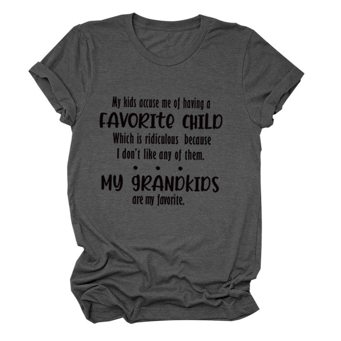 My Kids Accuse Me of Having Letters Round Neck Women's Short Sleeve Loose T-shirt