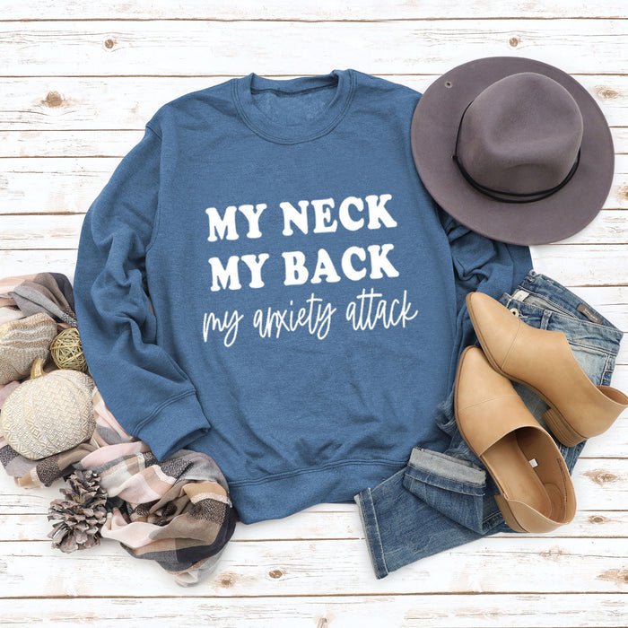 Blue sweater (white font) / S