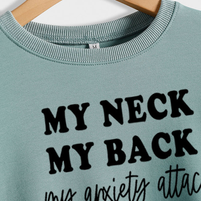 MY NECK MY BACK Fashion Round Neck Large Size Women Long-sleeved Printed Sweater
