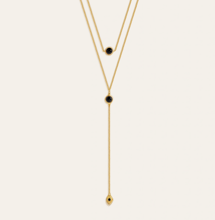 Mystic Onyx Lariat Necklace