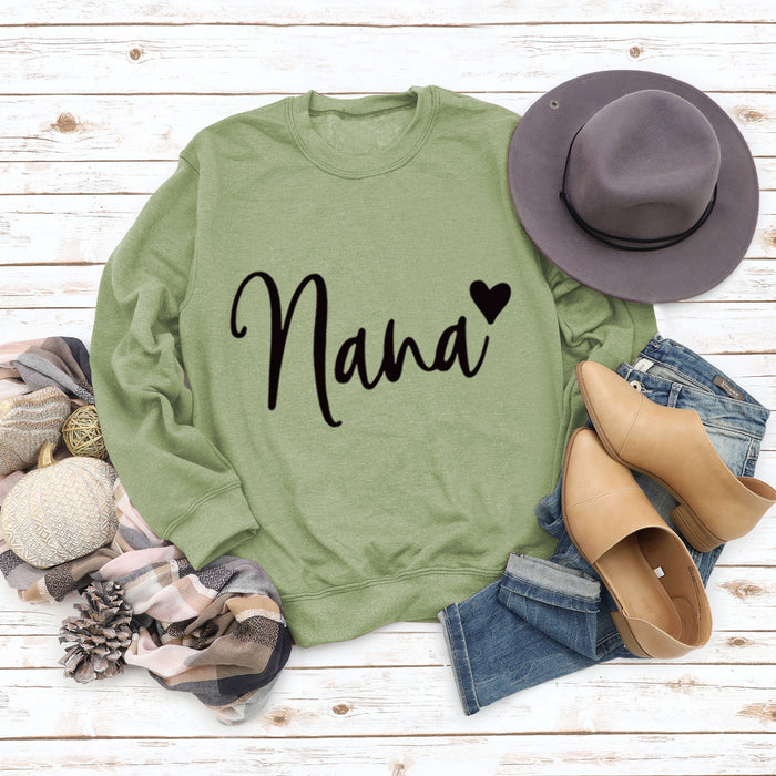 Olive sweater (black font) / S