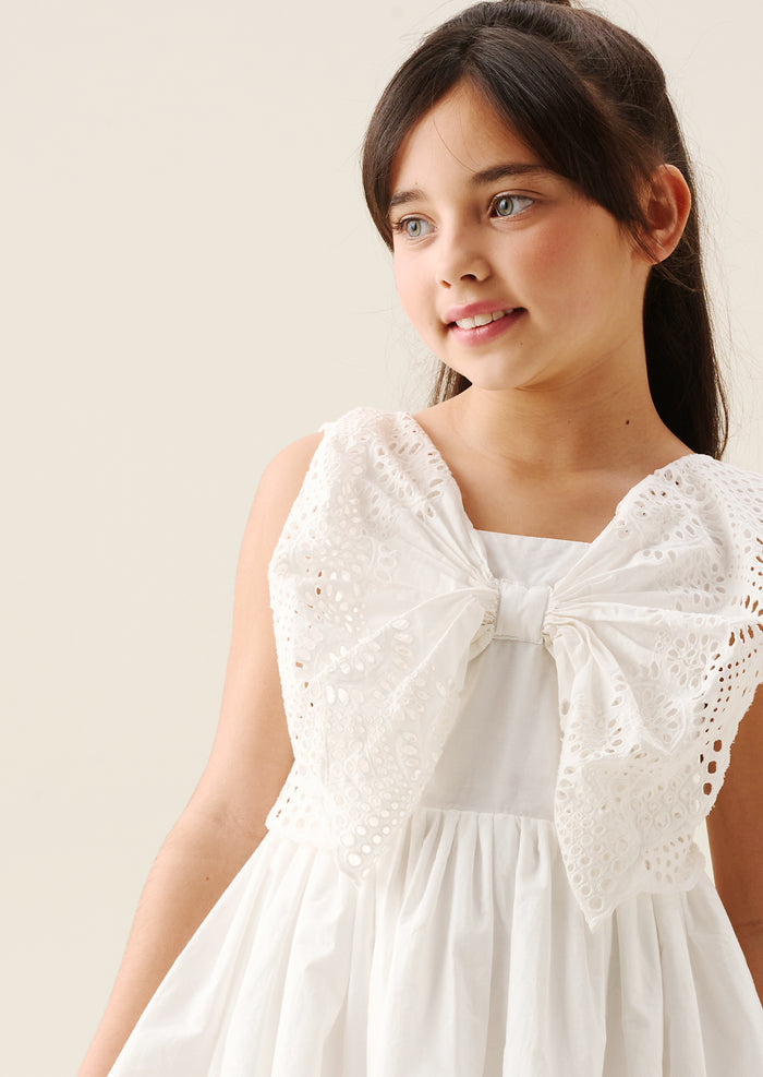 Natalia Broderie Bow Cotton Dress