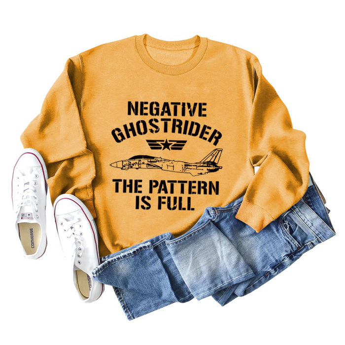 NEGATIVE GHOSTRIDER Women's Loose Long-sleeved Shirt Round Neck Sweater