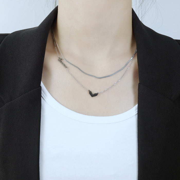 NEHZUS Classic Creative Love Pendant With Double Layer Stainless Steel New Ladies Necklace