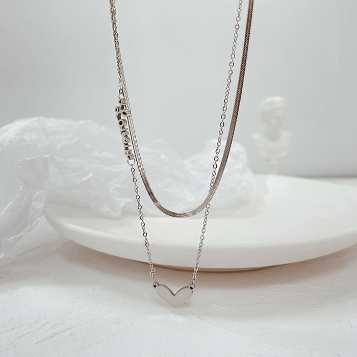 NEHZUS Classic Creative Love Pendant With Double Layer Stainless Steel New Ladies Necklace