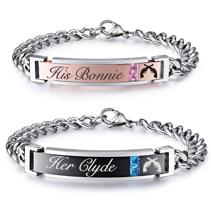 NEHZUS Couples Bracelets His and Hers Stainless Steel Matching Set Bracelet for Anniversary