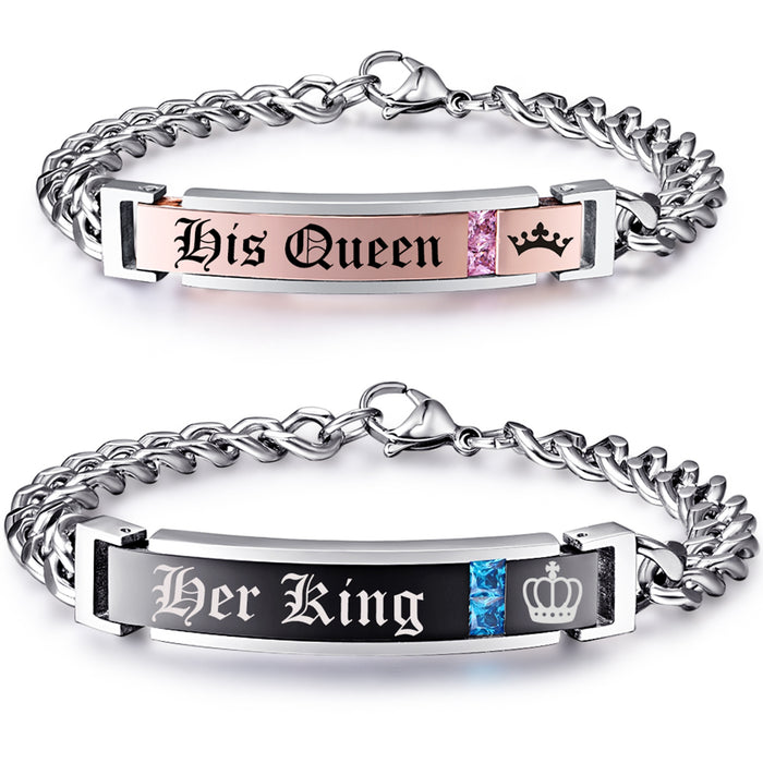 NEHZUS Couples Bracelets His and Hers Stainless Steel Matching Set Bracelet for Anniversary