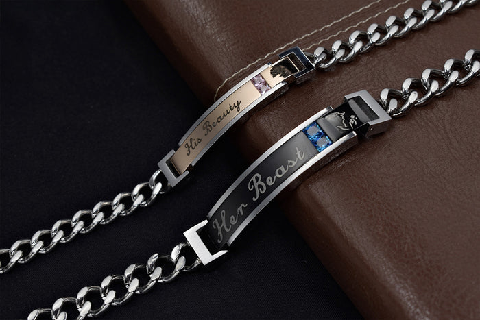 NEHZUS Couples Bracelets His and Hers Stainless Steel Matching Set Bracelet for Anniversary
