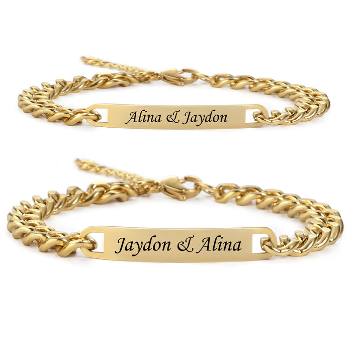 NEHZUS Couples Customize Bracelets Stainless Steel Personalize Jewelry Gift Ideas