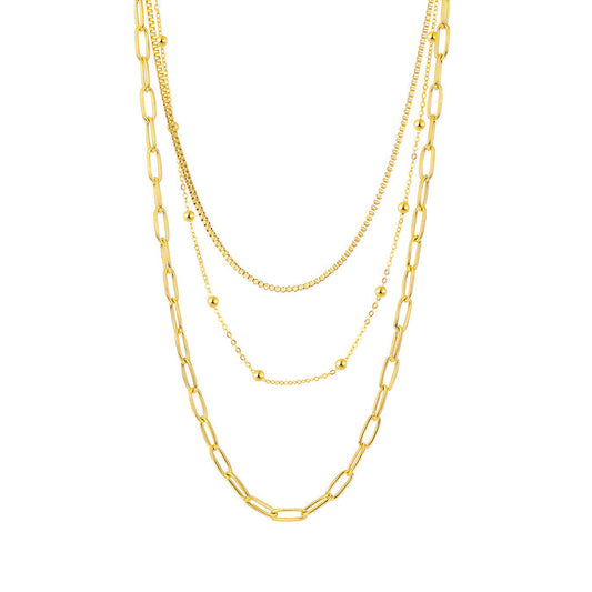 NEHZUS Double Layer Hip Hop Titanium Steel Necklace For Women Stainless Steel Collarbone Chain Necklaces