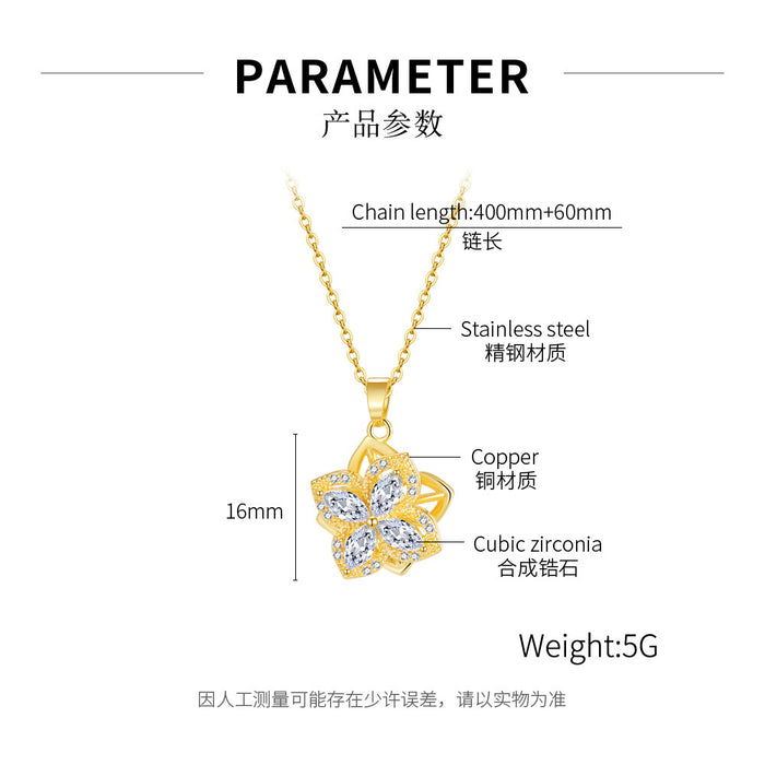 NEHZUS Hip-hop Collarbone Chain Fashion Minimalist Trendy New Flower Zirconia Necklace