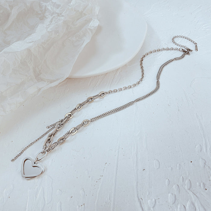 NEHZUS Jewellery Hip Hop Niche Design Girly Love Tassel Stainless Steel Necklace