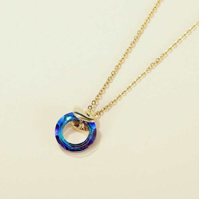 NEHZUS Jewelry Crystal Coloured Dangling Ring Creative Design Swan Copper Pendant Women's Netflix Collarbone Chain