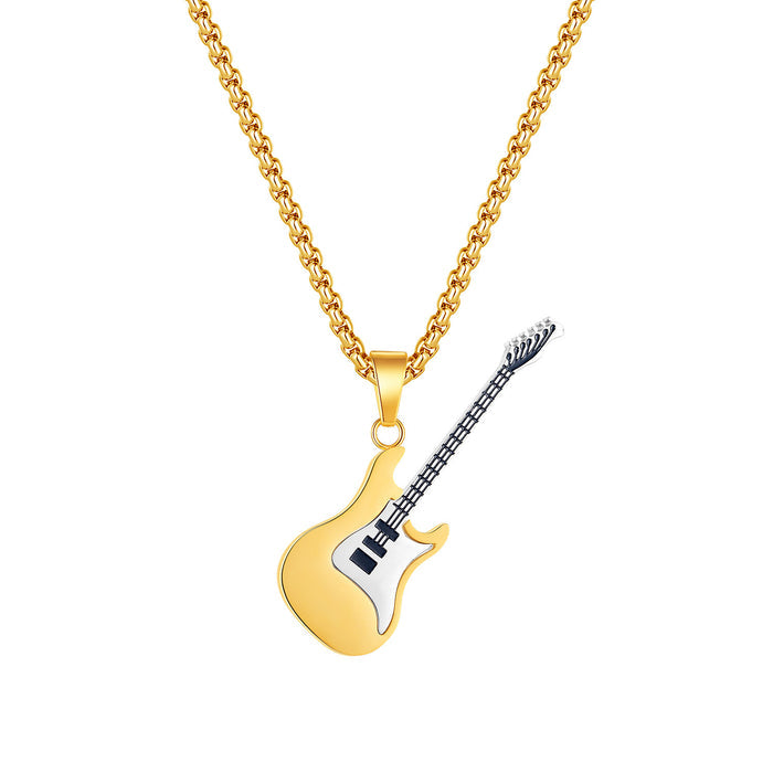 NEHZUS Jewelry source manufacturers in Europe and the United States hip-hop netroots guitar pendant street classic tide male titanium steel necklace