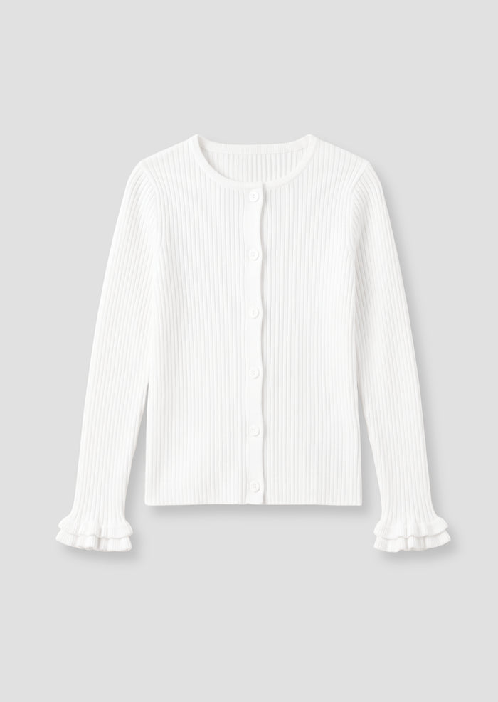 Nellie Skinny Rib Button Through Long Sleeve Top