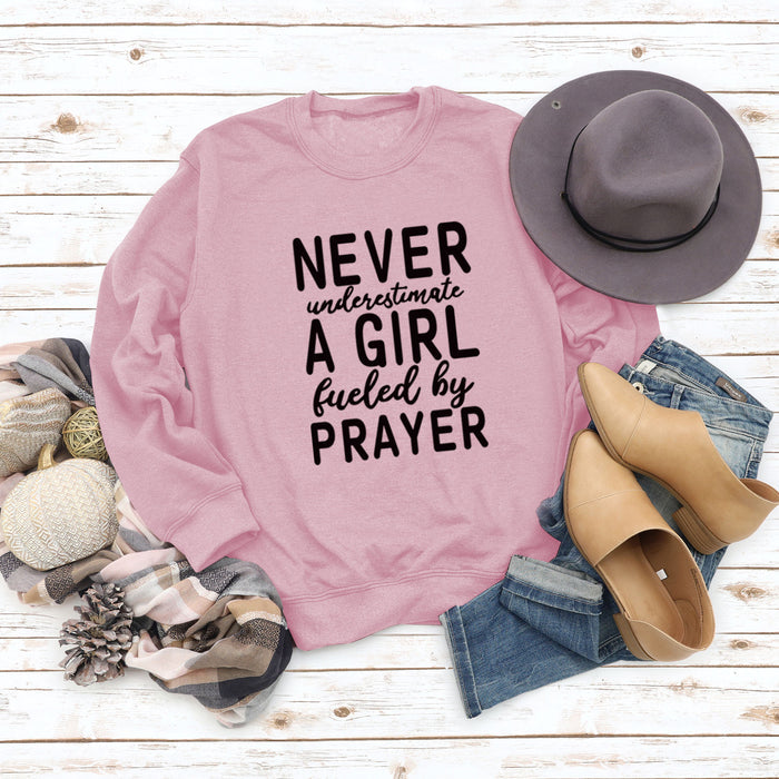 NEVER UNDERESTIMATE A GIRL Letters Fashion Round Neck Loose Long-sleeved Sweater