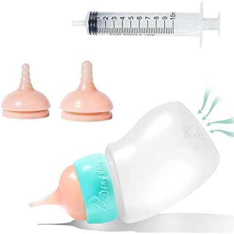 Newborn Animals Milk Bottles for Nursing with Replacement Nipples, Pet Feeder Set (1 Bottle+S/M/L Nipple+1 Syringe) Dog Bowls & Feeders Pet Clever