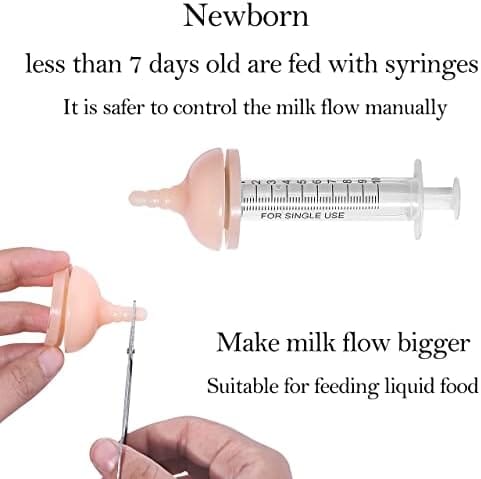 Newborn Animals Milk Bottles for Nursing with Replacement Nipples, Pet Feeder Set (1 Bottle+S/M/L Nipple+1 Syringe) Dog Bowls & Feeders Pet Clever