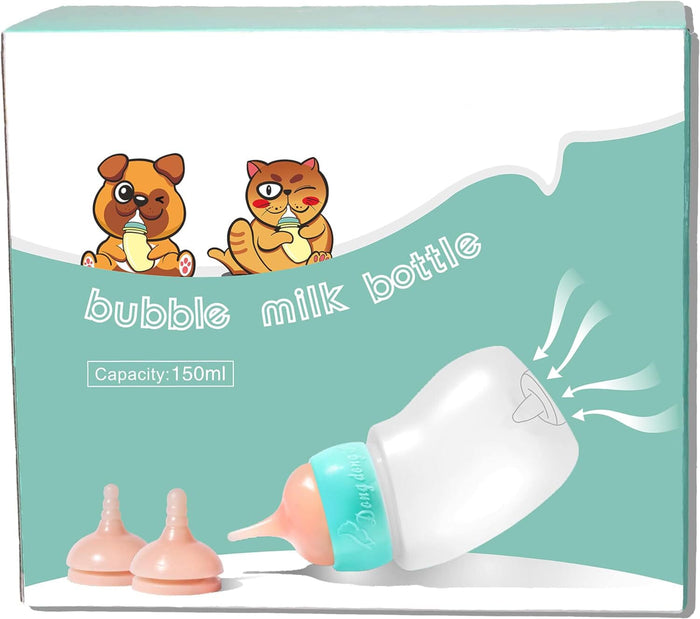 Newborn Animals Milk Bottles for Nursing with Replacement Nipples, Pet Feeder Set (1 Bottle+S/M/L Nipple+1 Syringe) Dog Bowls & Feeders Pet Clever Small/Medium puppy (150ml)