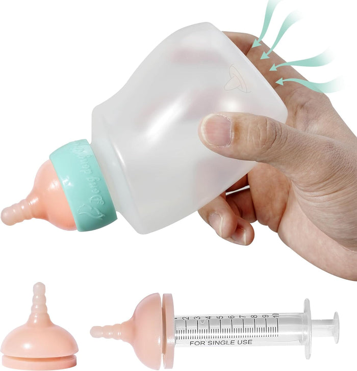 Newborn Animals Milk Bottles for Nursing with Replacement Nipples, Pet Feeder Set (1 Bottle+S/M/L Nipple+1 Syringe) Dog Bowls & Feeders Pet Clever Medium/Large puppy (300ml)