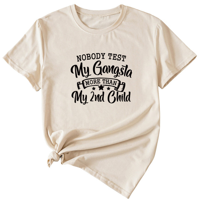 Noble Test My Gangsta Fashion Women's Letters Casual Short-sleeved Shirt