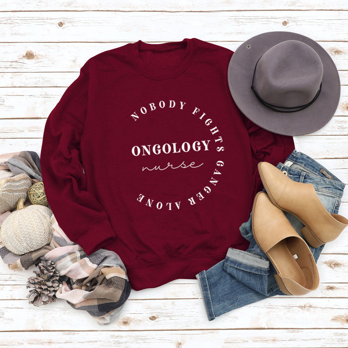 Wine red sweater (white font) / S