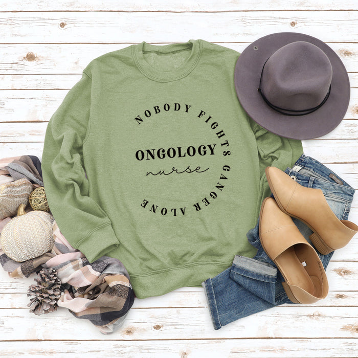Olive sweater (black font) / S