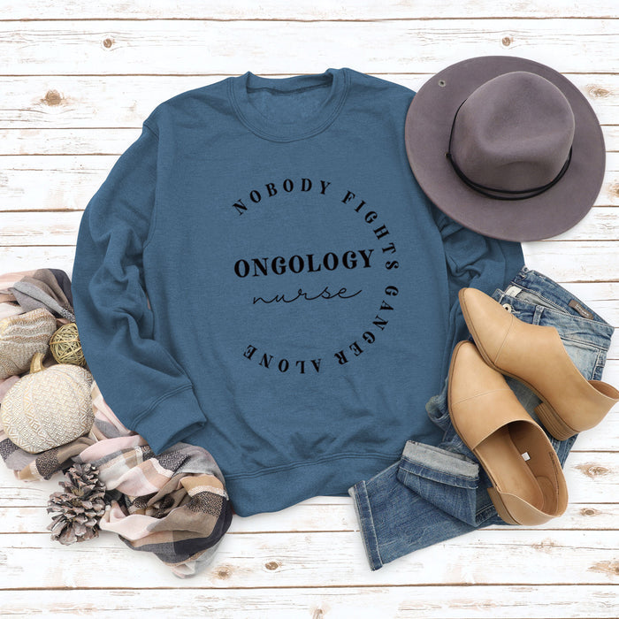Blue sweater (black font) / S