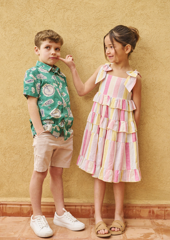 Nola Pastel Stripe Tiered Dress